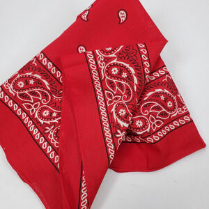 Vintage Rockabilly Red Black Neckerchief Bandana 20x21 Inch Cotton USA